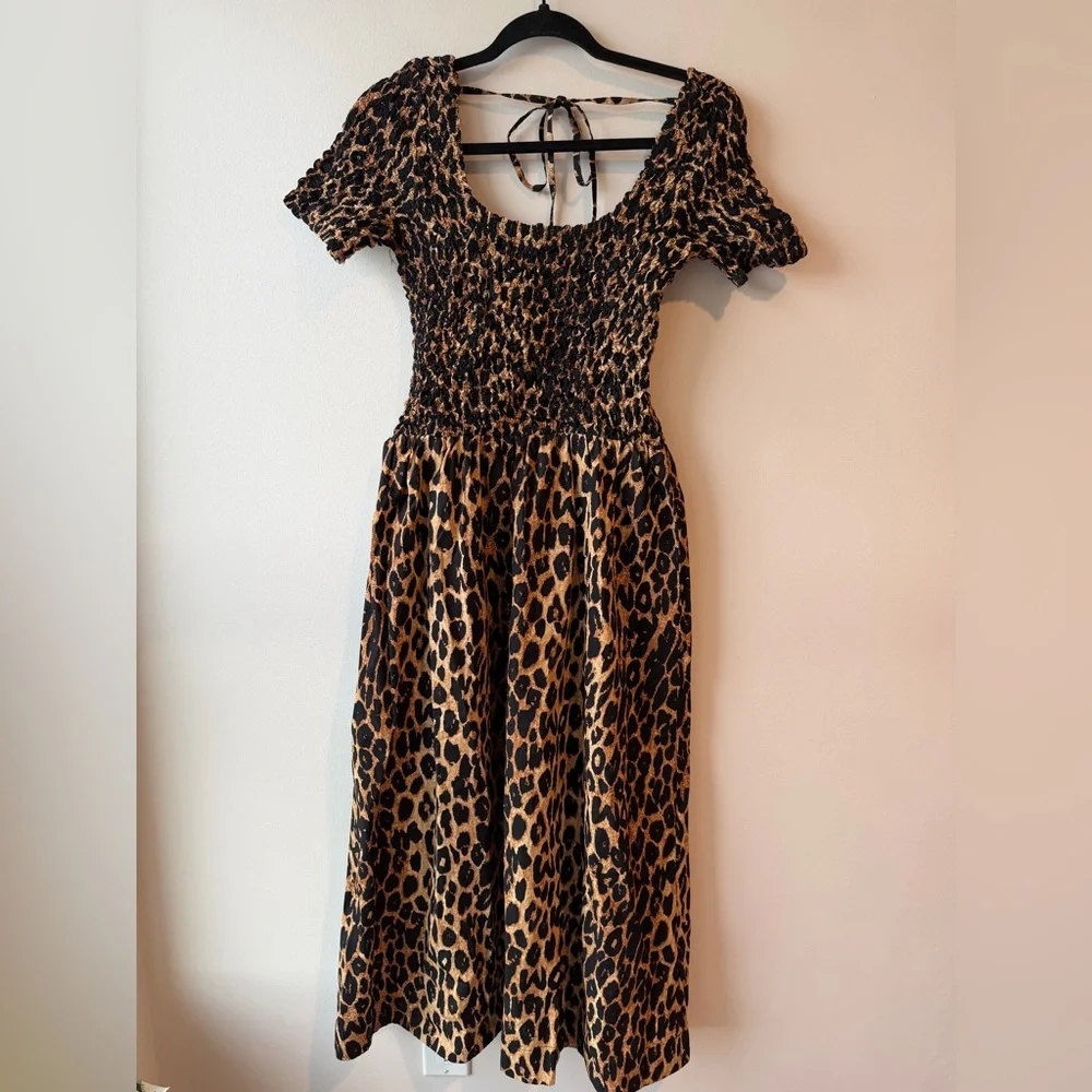 Damson Madder Malinda Smocked Short-Sleeve Midi Dress, NWT - Picture 5 of 8